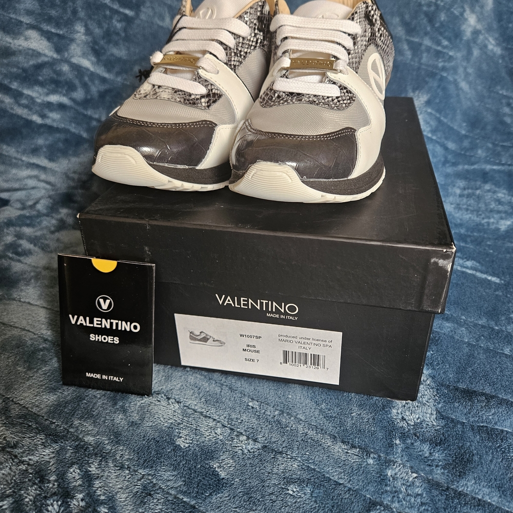Valentino Gray and White Sneakers